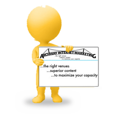 AI Campaign Management - dancing figure holding an Archway Internet Marketing sign