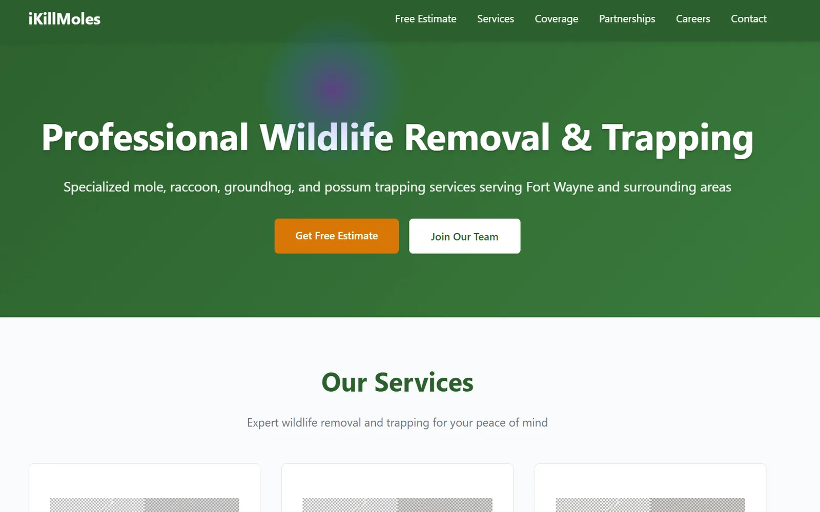 iKillMoles wildlife removal website