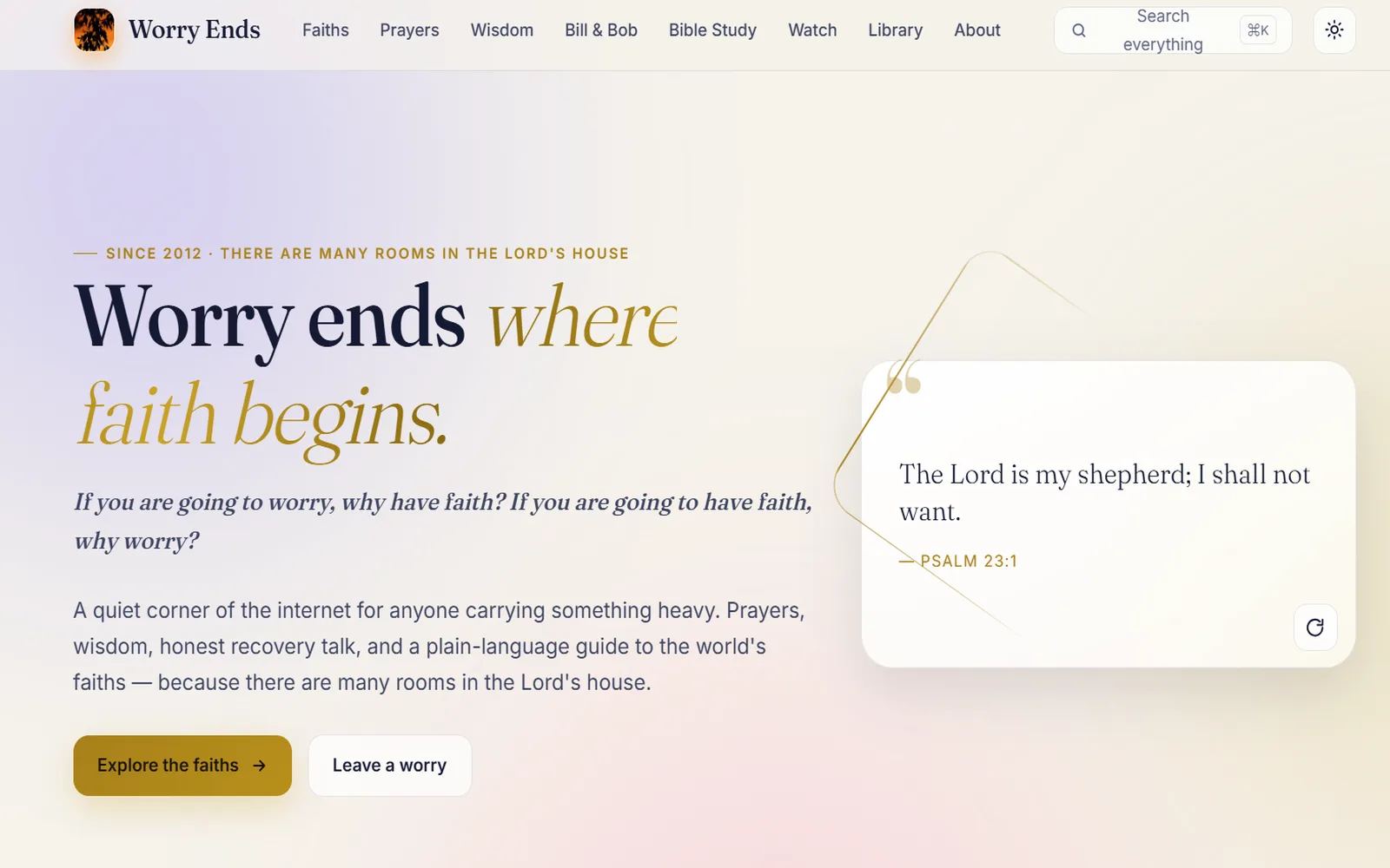 Worry Ends website